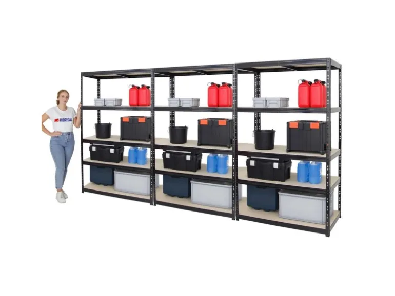 PROREGAL Mega Deal 3x Schwerlastregal Giant Tiger HxBxT 200 x 120 x 60 cm Fachlast 265 kg 5-Ebenen Schwarz