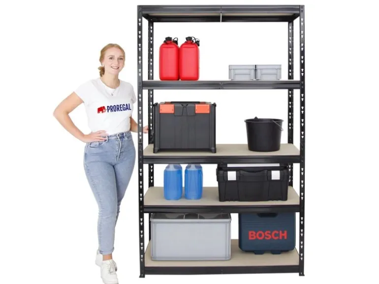 PROREGAL Mega Deal 3x Schwerlastregal Giant Tiger HxBxT 200 x 120 x 60 cm Fachlast 265 kg 5-Ebenen Schwarz