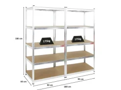 PROREGAL Mega Deal 2x Schwerlastregal Ragnar HxBxT 180 x 90 x 60 cm Fachlast 175 kg Verzinkt