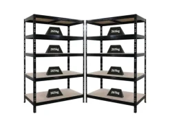 PROREGAL Mega Deal 2X Schwerlastregal Tiger HxBxT 180x120x60cm Fachlast 265kg Schwarz