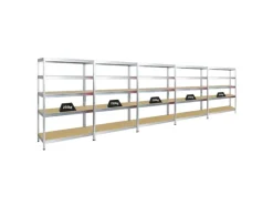 PROREGAL Mega Deal 5x Schwerlastregal Rivet HxBxT 180 x 120 x 45 cm Fachlast 250 kg Verzinkt