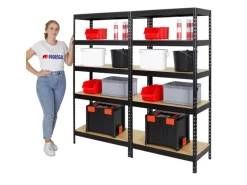 PROREGAL Mega Deal 2x Schwerlastregal Rivet HxBxT 180 x 90 x 45 cm Fachlast 250 kg Schwarz