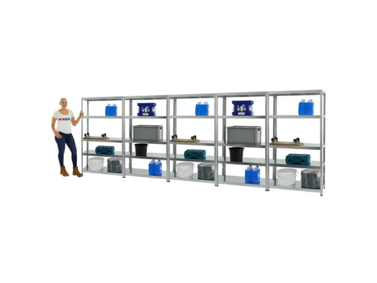 PROREGAL Mega Deal 5x Schwerlastregal Steel Eagle HxBxT 180 x 100 x 40 cm Fachlast 130 kg Verzinkt
