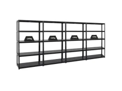 PROREGAL Mega Deal 4x Schwerlastregal Steel Eagle HxBxT 180 x 100 x 40 cm Fachlast 130 kg Schwarz