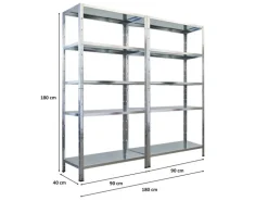 PROREGAL Mega Deal 2x Schwerlastregal Ares HxBxT 180x90x40cm Fachlast 125 kg Verzinkt