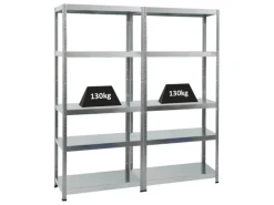 PROREGAL Mega Deal 2x Schwerlastregal Steel Eagle HxBxT 180 x 80 x 40 cm Fachlast 130 kg Verzinkt
