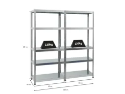 PROREGAL Mega Deal 2x Schwerlastregal Steel Eagle HxBxT 180 x 80 x 40 cm Fachlast 130 kg Verzinkt
