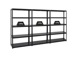 PROREGAL Mega Deal 3x Schwerlastregal Steel Eagle HxBxT 180 x 100 x 40 cm Fachlast 130 kg Schwarz