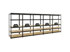 PROREGAL Mega Deal 5x Schwerlastregal Tiger HxBxT 180 x 90 x 60 cm Fachlast 265 kg 5-Ebenen Schwarz