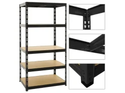PROREGAL Mega Deal 5x Schwerlastregal Tiger HxBxT 180 x 90 x 60 cm Fachlast 265 kg 5-Ebenen Schwarz