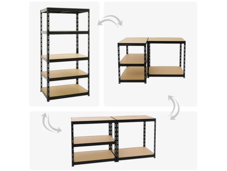 PROREGAL Mega Deal 5x Schwerlastregal Tiger HxBxT 180 x 90 x 60 cm Fachlast 265 kg 5-Ebenen Schwarz