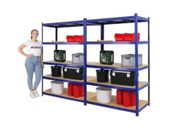 PROREGAL Mega Deal 2x Schwerlastregal Taurus HxBxT 180 x 120 x 60 cm Fachlast 175 kg Blau