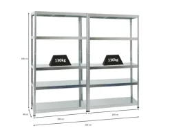 PROREGAL Mega Deal 2x Schwerlastregal Steel Eagle HxBxT 180 x 100 x 40 cm Fachlast 130 kg Verzinkt