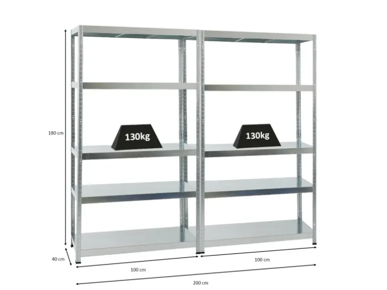 PROREGAL Mega Deal 2x Schwerlastregal Steel Eagle HxBxT 180 x 100 x 40 cm Fachlast 130 kg Verzinkt