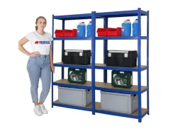 PROREGAL Mega Deal 2x Schwerlastregal Ragnar HxBxT 180 x 90 x 40 cm Fachlast 175 kg Blau