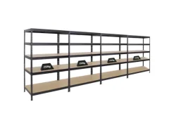 PROREGAL Mega Deal 4x Schwerlastregal Rivet HxBxT 180 x 120 x 60 cm Fachlast 250 kg Schwarz
