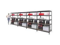 PROREGAL Mega Deal 4x Schwerlastregal Rivet HxBxT 180 x 120 x 60 cm Fachlast 250 kg Schwarz