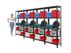 PROREGAL Mega Deal 4x Schwerlastregal APOLLO HxBxT 180 x 75 x 30 cm Fachlast 175kg Schwarz