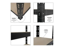 PROREGAL Mega Deal 4x Schwerlastregal APOLLO HxBxT 180 x 75 x 30 cm Fachlast 175kg Schwarz