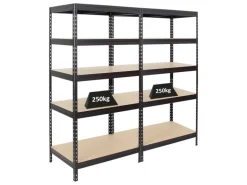 PROREGAL Mega Deal 2x Schwerlastregal Rivet HxBxT 180 x 90 x 60 cm Fachlast 250 kg Schwarz
