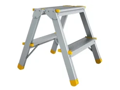 PROREGAL Metal Double Giraffe Doppelseitige-Aluminium-Stufenstehleiter 2 Stufen 41 cm Hoch 150 kg Tragkraft Leiter Trittleiter Haushaltsleiter