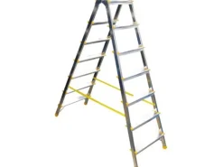 PROREGAL Metal Double Giraffe Doppelseitige-Aluminium-Stufenstehleiter 7 Stufen 155 cm Hoch 150 kg Tragkraft Leiter Trittleiter Haushaltsleiter