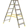 PROREGAL Metal Double Giraffe Doppelseitige-Aluminium-Stufenstehleiter 6 Stufen 132 cm Hoch 150 kg Tragkraft Leiter Trittleiter Haushaltsleiter