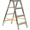 PROREGAL Metal Double Giraffe Doppelseitige-Aluminium-Stufenstehleiter 4 Stufen 86 cm Hoch 150 kg Tragkraft Leiter Trittleiter Haushaltsleiter