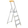 PROREGAL Metal Single Giraffe Einseitige-Aluminium-Bügelleiter mit Ablageschale 4 Stufen 152 cm Hoch Leiter Trittleiter Stehleiter Haushaltsleiter