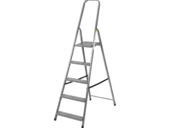 PROREGAL Metal Single Giraffe Einseitige-Metall-Bügelleiter 6 Stufen 197 cm Hoch 125 kg Tragkraft Stahl Trittleiter Stufenleiter Stehleiter