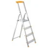 PROREGAL Metal Single Giraffe Einseitige-Aluminium-Bügelleiter mit Ablageschale 5 Stufen 175 cm Hoch Leiter Trittleiter Stehleiter Haushaltsleiter