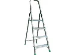 PROREGAL Metal Single Giraffe Einseitige-Aluminium-Bügelleiter 4 Stufen 153 cm Hoch Leiter Trittleiter Stufenleiter Stehleiter Haushaltsleiter