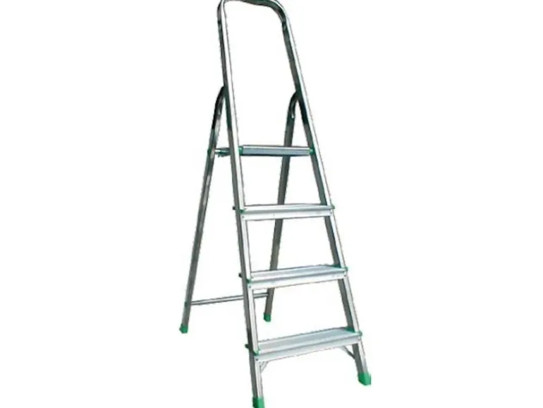 PROREGAL Metal Single Giraffe Einseitige-Aluminium-Bügelleiter 4 Stufen 153 cm Hoch Leiter Trittleiter Stufenleiter Stehleiter Haushaltsleiter