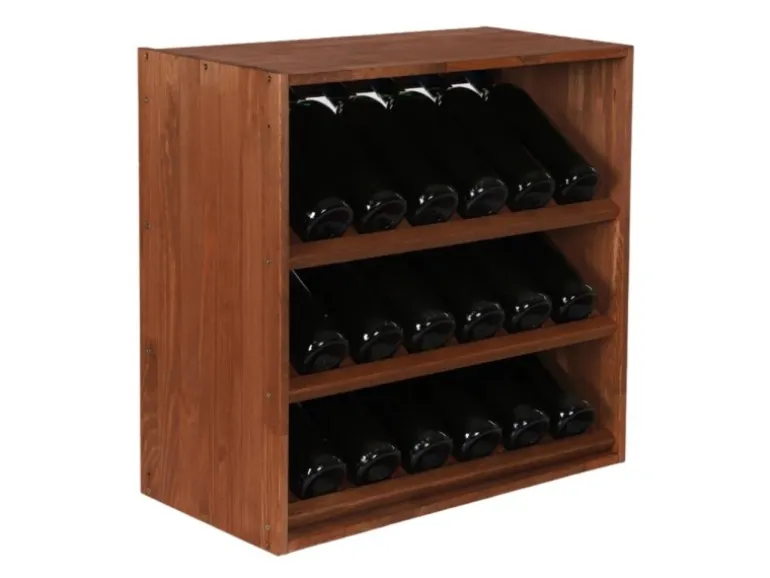 PROREGAL Modulares Weinregal Vincellar Mod HxBxT 60 x 60 x 30 cm Schräg Modul Für 18 Flaschen Massives Kiefernholz Braun Geölt