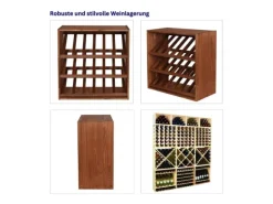 PROREGAL Modulares Weinregal Vincellar Mod HxBxT 60 x 60 x 30 cm Schräg Modul Für 18 Flaschen Massives Kiefernholz Braun Geölt