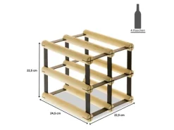 PROREGAL Modulares Weinregal Vinotega Mod Metal HxBxT 22,5 x 22,5 x 24,5 cm 2 x 2 Flaschen Massives Kiefernholz Braun Geölt