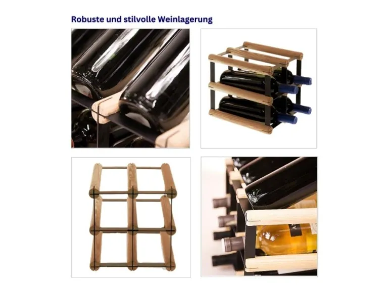 PROREGAL Modulares Weinregal Vinotega Mod Metal HxBxT 22,5 x 22,5 x 24,5 cm 2 x 2 Flaschen Massives Kiefernholz Braun Geölt