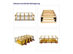 PROREGAL Modulares Weinregal Vinotega Mod Metal HxBxT 12,5 x 42,5 x 24,5 cm 4 x 1 Flaschen Massives Kiefernholz Natur