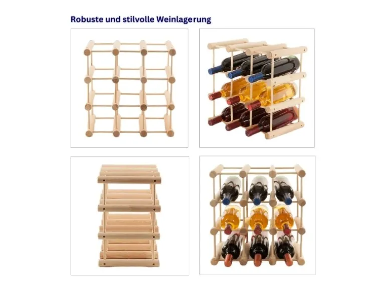 PROREGAL Modulares Weinregal Vinotega Mod HxBxT 36 x 36 x 24 cm 3 x 9 Flaschen Massives Kiefernholz Braun Geölt