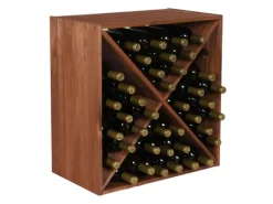 PROREGAL Modulares Weinregal Vincellar Mod HxBxT 60 x 60 x 30 cm Kreuz Modul Für 40 Flaschen Massives Kiefernholz Braun Geölt