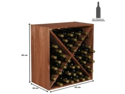 PROREGAL Modulares Weinregal Vincellar Mod HxBxT 60 x 60 x 30 cm Kreuz Modul Für 40 Flaschen Massives Kiefernholz Braun Geölt