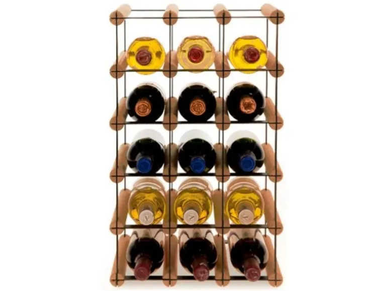 PROREGAL Modulares Weinregal Vinotega Mod Metal HxBxT 52,5 x 32,5 x 24,5 cm 3 x 5 Flaschen Massives Kiefernholz Braun Geölt