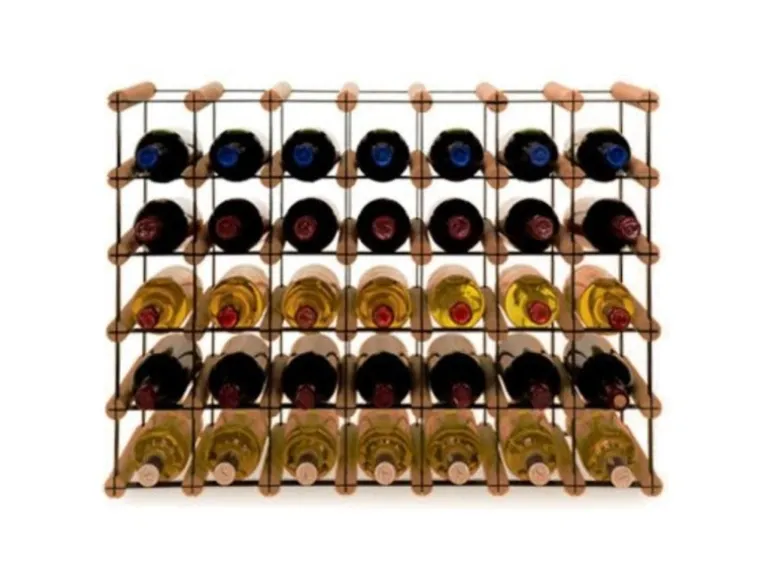 PROREGAL Modulares Weinregal Vinotega Mod Metal HxBxT 52,5 x 72,5 x 24,5 cm 7 x 5 Flaschen Massives Kiefernholz Braun Geölt