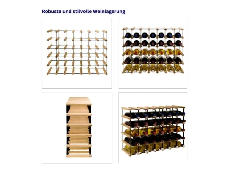 PROREGAL Modulares Weinregal Vinotega Mod Metal HxBxT 52,5 x 72,5 x 24,5 cm 7 x 5 Flaschen Massives Kiefernholz Braun Geölt