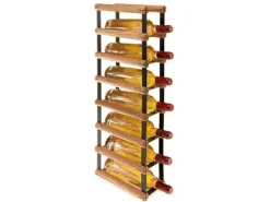 PROREGAL Modulares Weinregal Vinotega Mod Metal HxBxT 72,5 x 12,5 x 24,5 cm 1 x 7 Flaschen Massives Kiefernholz Braun Geölt