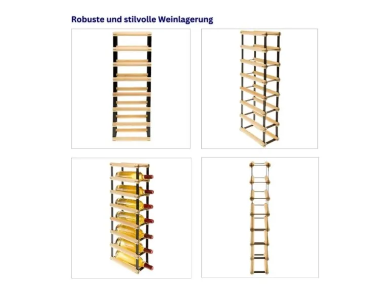 PROREGAL Modulares Weinregal Vinotega Mod Metal HxBxT 72,5 x 12,5 x 24,5 cm 1 x 7 Flaschen Massives Kiefernholz Braun Geölt