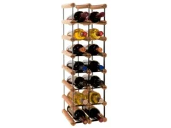 PROREGAL Modulares Weinregal Vinotega Mod Metal HxBxT 72,5 x 22,5 x 24,5 cm 2 x 7 Flaschen Massives Kiefernholz Braun Geölt