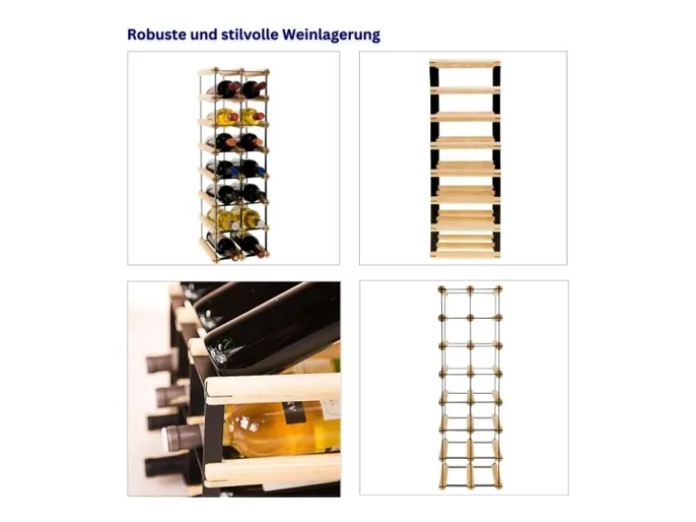 PROREGAL Modulares Weinregal Vinotega Mod Metal HxBxT 72,5 x 22,5 x 24,5 cm 2 x 7 Flaschen Massives Kiefernholz Braun Geölt