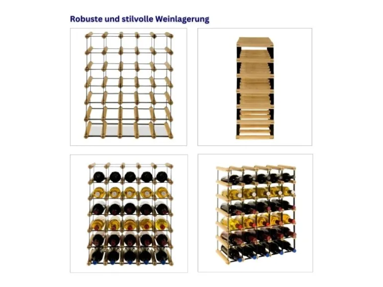 PROREGAL Modulares Weinregal Vinotega Mod Metal HxBxT 62,5 x 52,5 x 24,5 cm 5 x 6 Flaschen Massives Kiefernholz Braun Geölt