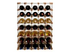 PROREGAL Modulares Weinregal Vinotega Mod Metal HxBxT 72,5 x 52,5 x 24,5 cm 5 x 7 Flaschen Massives Kiefernholz Braun Geölt